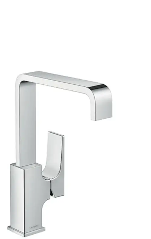 Hansgrohe Einhebel-Waschtischmischer in Chromfinish mit geradlinigem Design und Hebelgriff. Integrierte Push-Open Ablaufgarnitur.